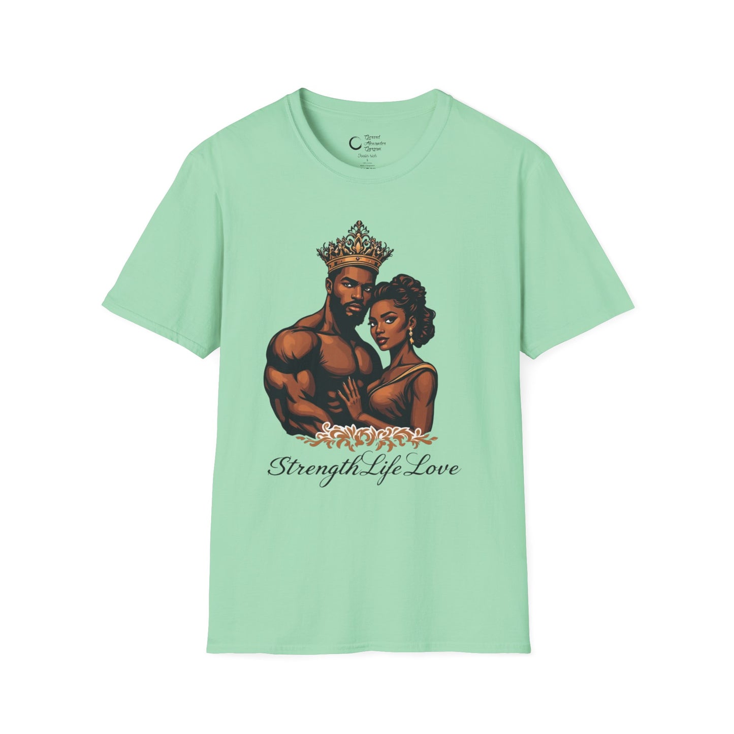 Strength Life Love by G.A.Gorgani Unisex Softstyle T-Shirt - Empowering Couple Graphic Tee