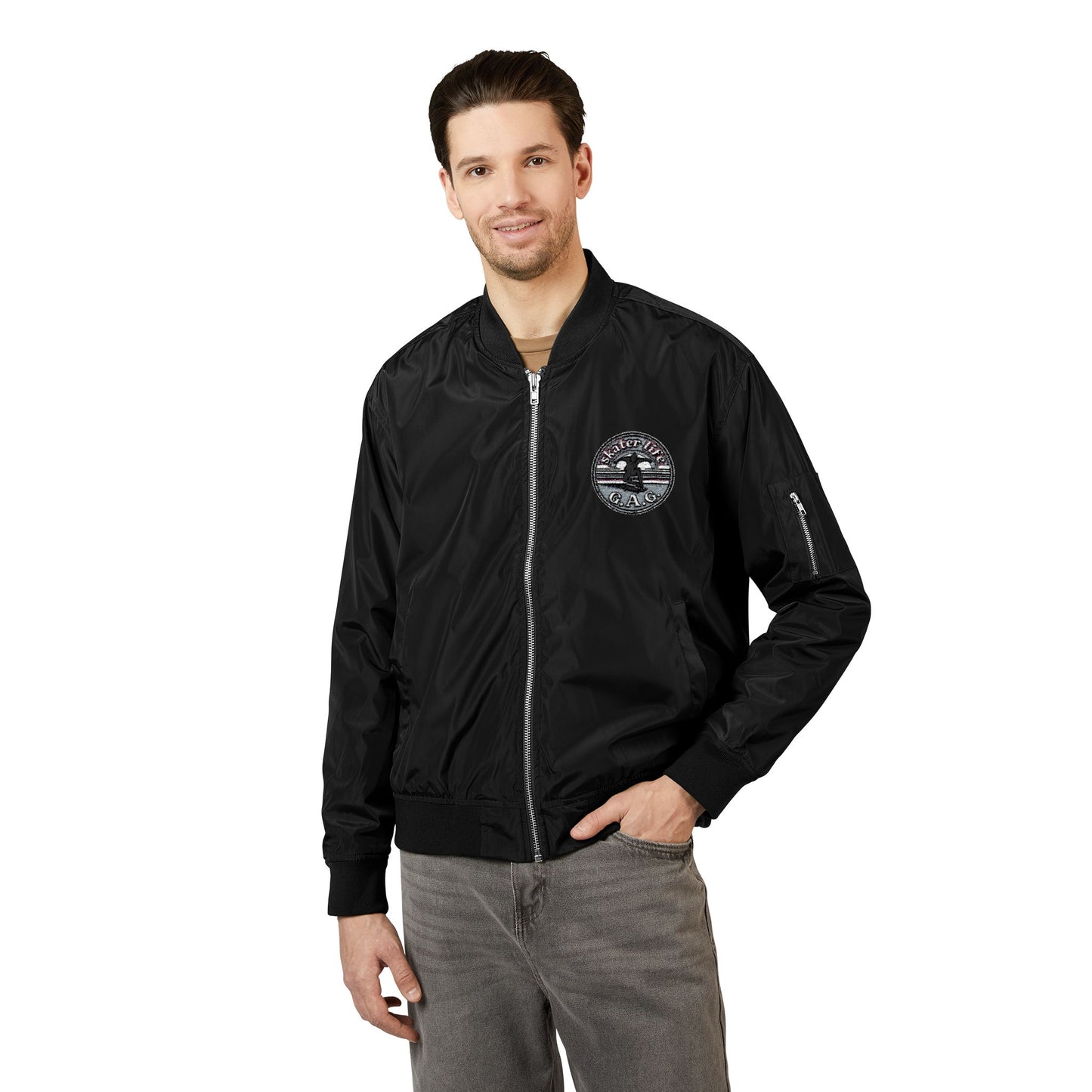 Eco-Friendly Bomber Jacket with Unique Embroidery, Stylish Outerwear, Sustainable Fashion, Gifts for Nature Lovers, Fall Fashion Layer
