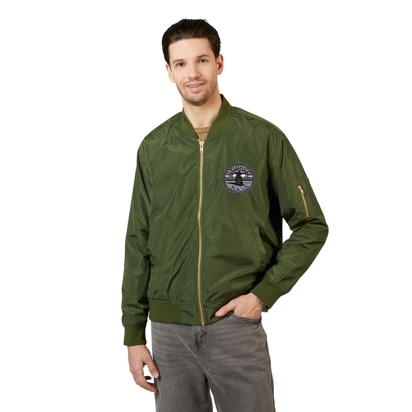 Eco-Friendly Bomber Jacket with Unique Embroidery, Stylish Outerwear, Sustainable Fashion, Gifts for Nature Lovers, Fall Fashion Layer