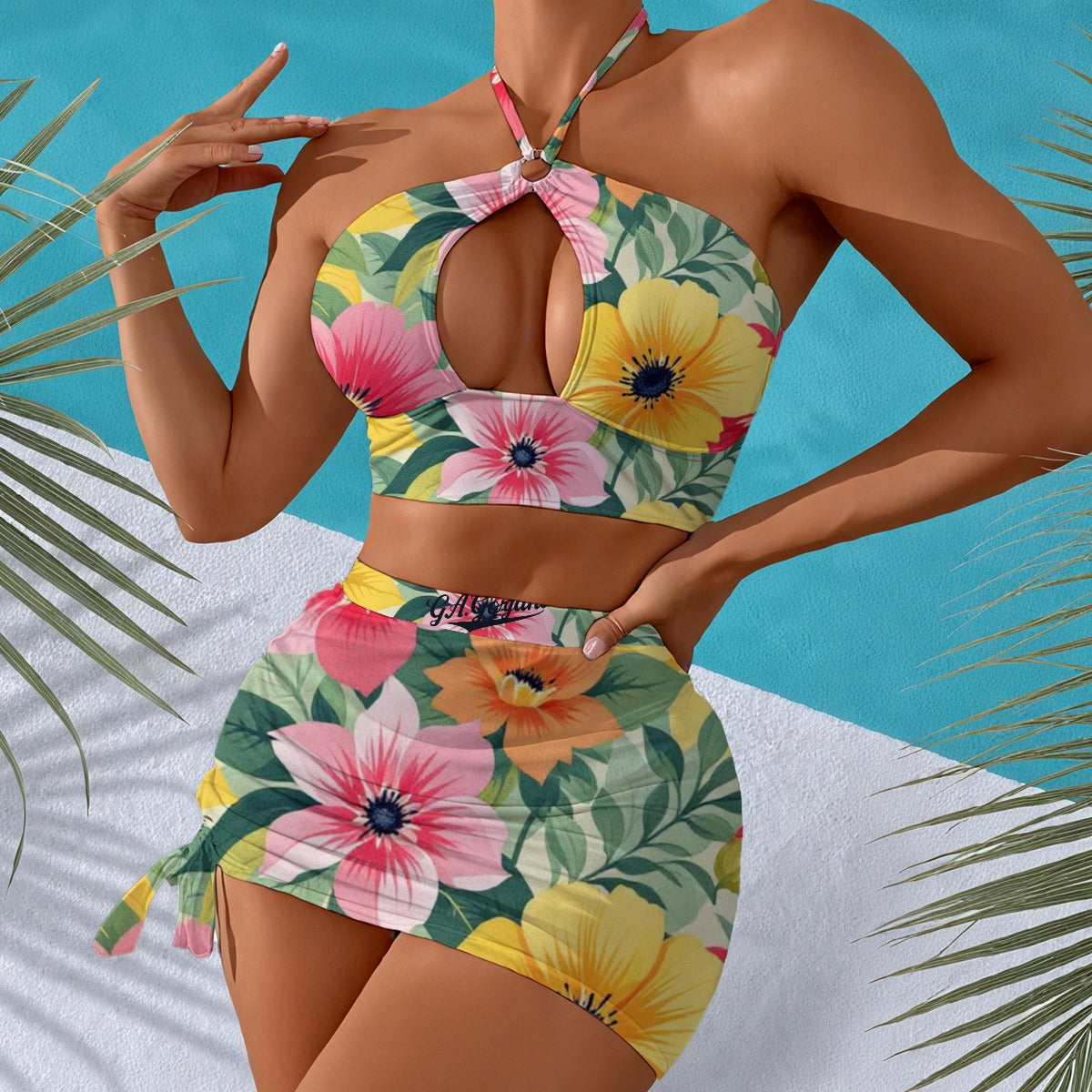 Gorgani floral print Women's Halter Neck swimming Suit