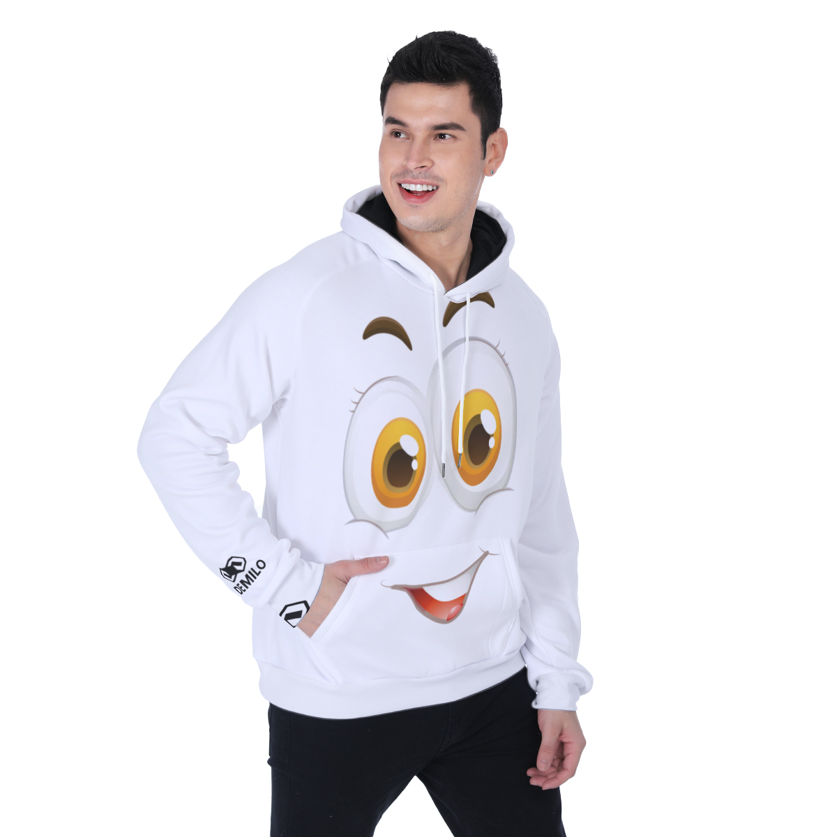 demilo smiley face Men's Heavy Fleece Raglan Hoodie