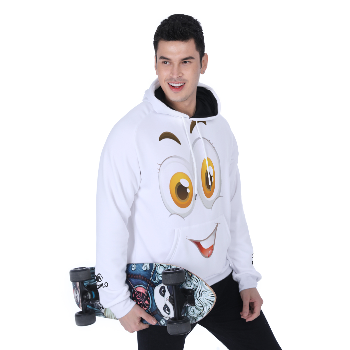 demilo smiley face Men's Heavy Fleece Raglan Hoodie