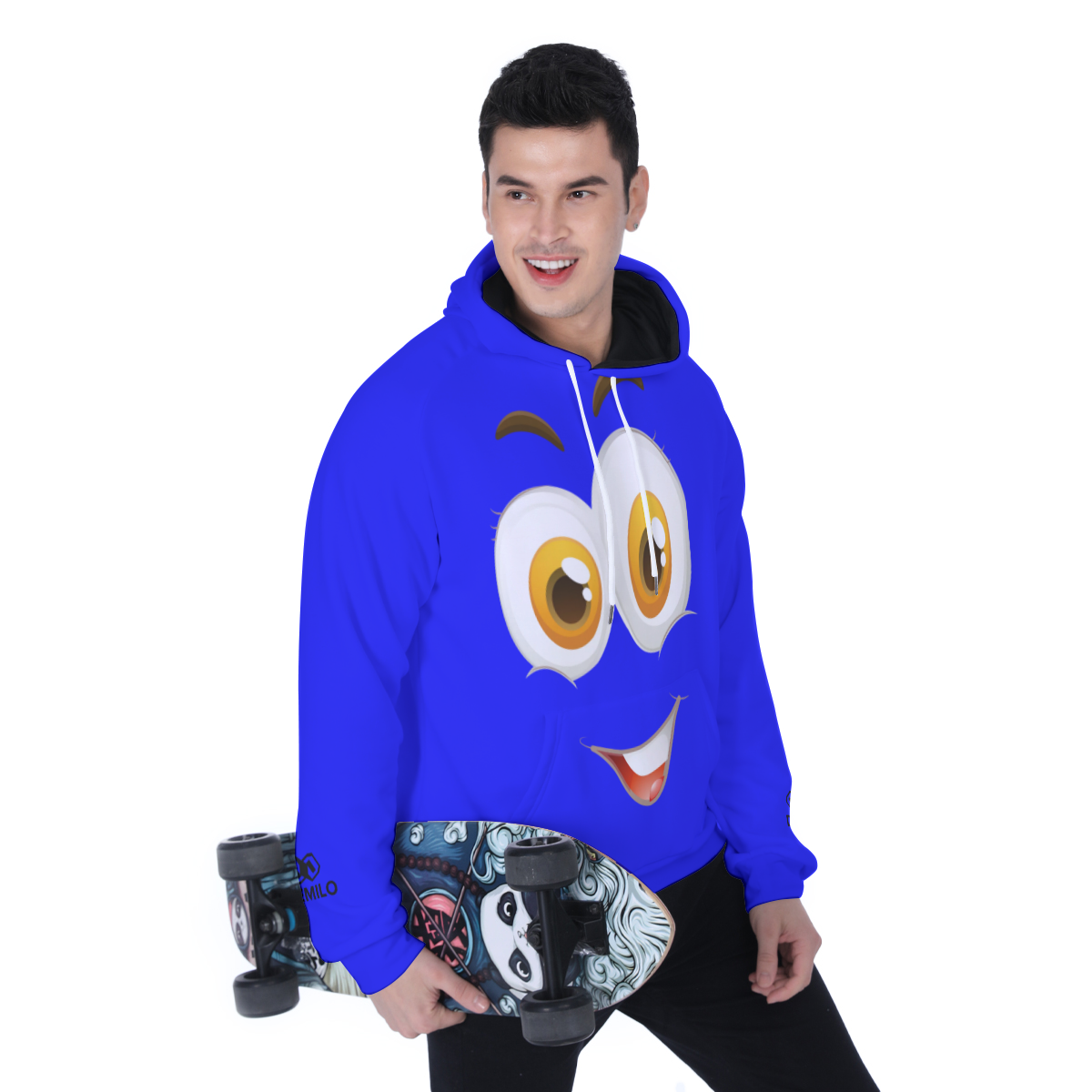 demilo smiley face Men's Heavy Fleece Raglan Hoodie
