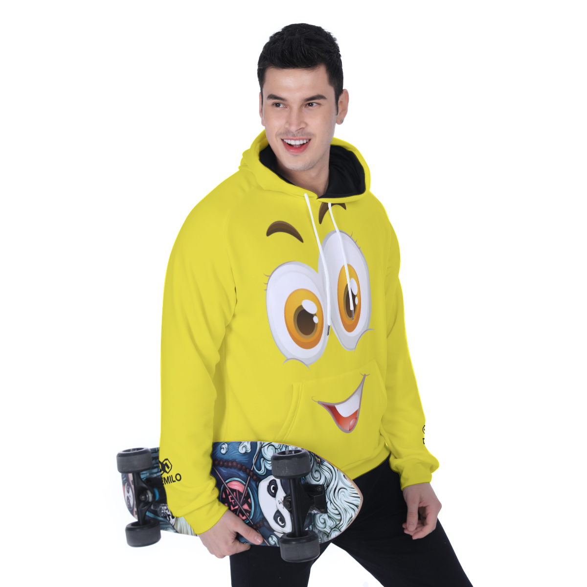 demilo smiley face Men's Heavy Fleece Raglan Hoodie