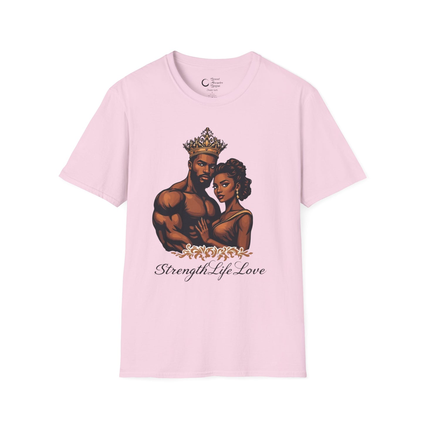 Strength Life Love by G.A.Gorgani Unisex Softstyle T-Shirt - Empowering Couple Graphic Tee