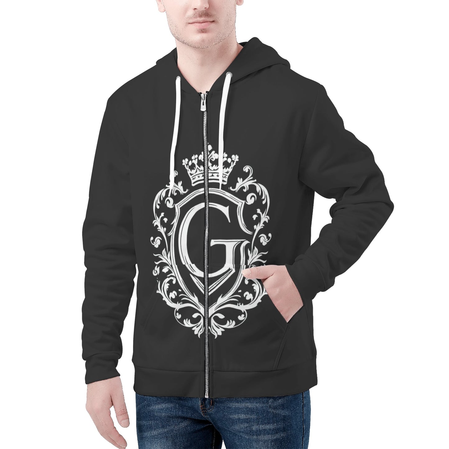 Gorgani logo Print Classic Zip Up Hoodie Warm Jacket
