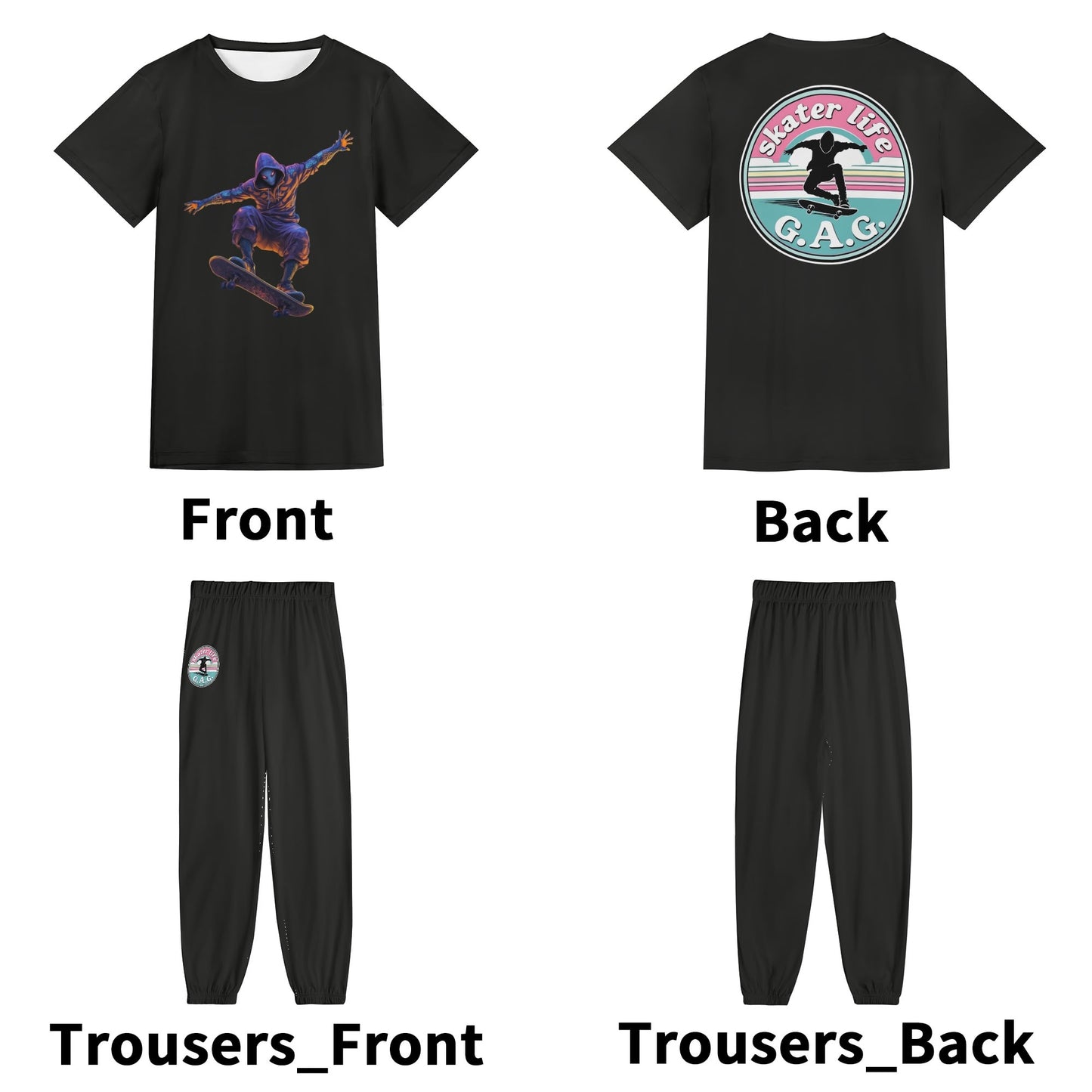 Unisex Gorgani Skater life Adult Short Sleeve-Blouse Sports Set