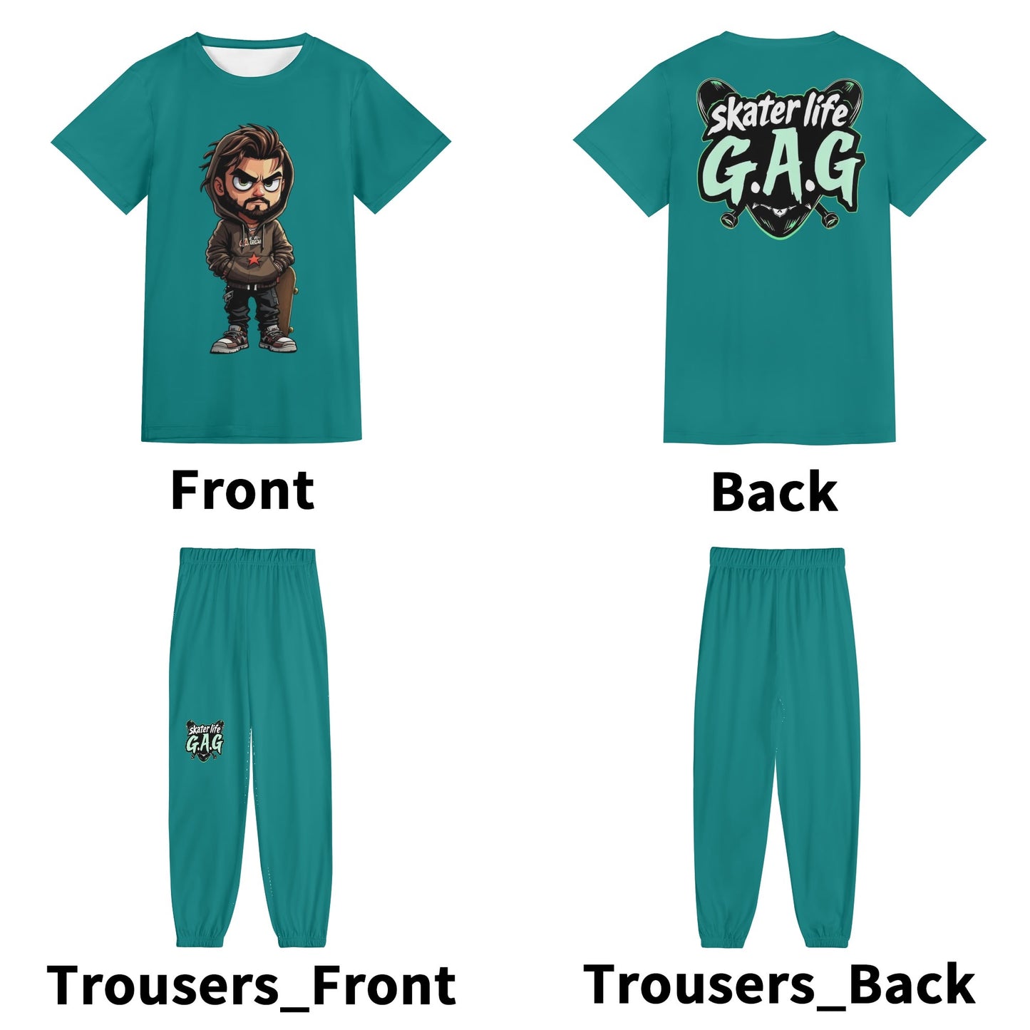 Unisex Gorgani Skater life Adult Short Sleeve-Blouse Sports Set