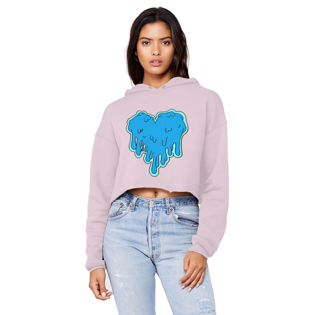 benzo heart Cropped Raw Edge Boyfriend Hoodie