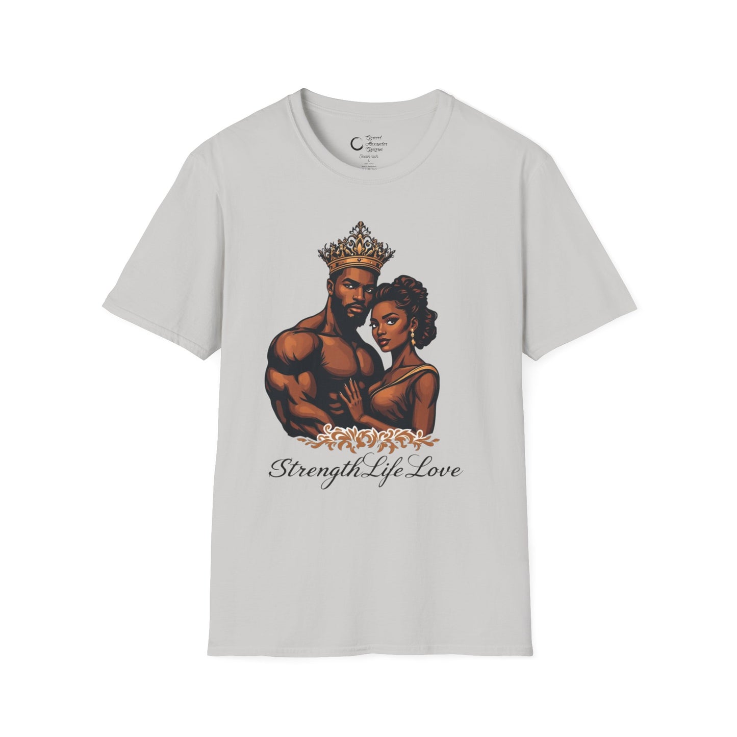 Strength Life Love by G.A.Gorgani Unisex Softstyle T-Shirt - Empowering Couple Graphic Tee