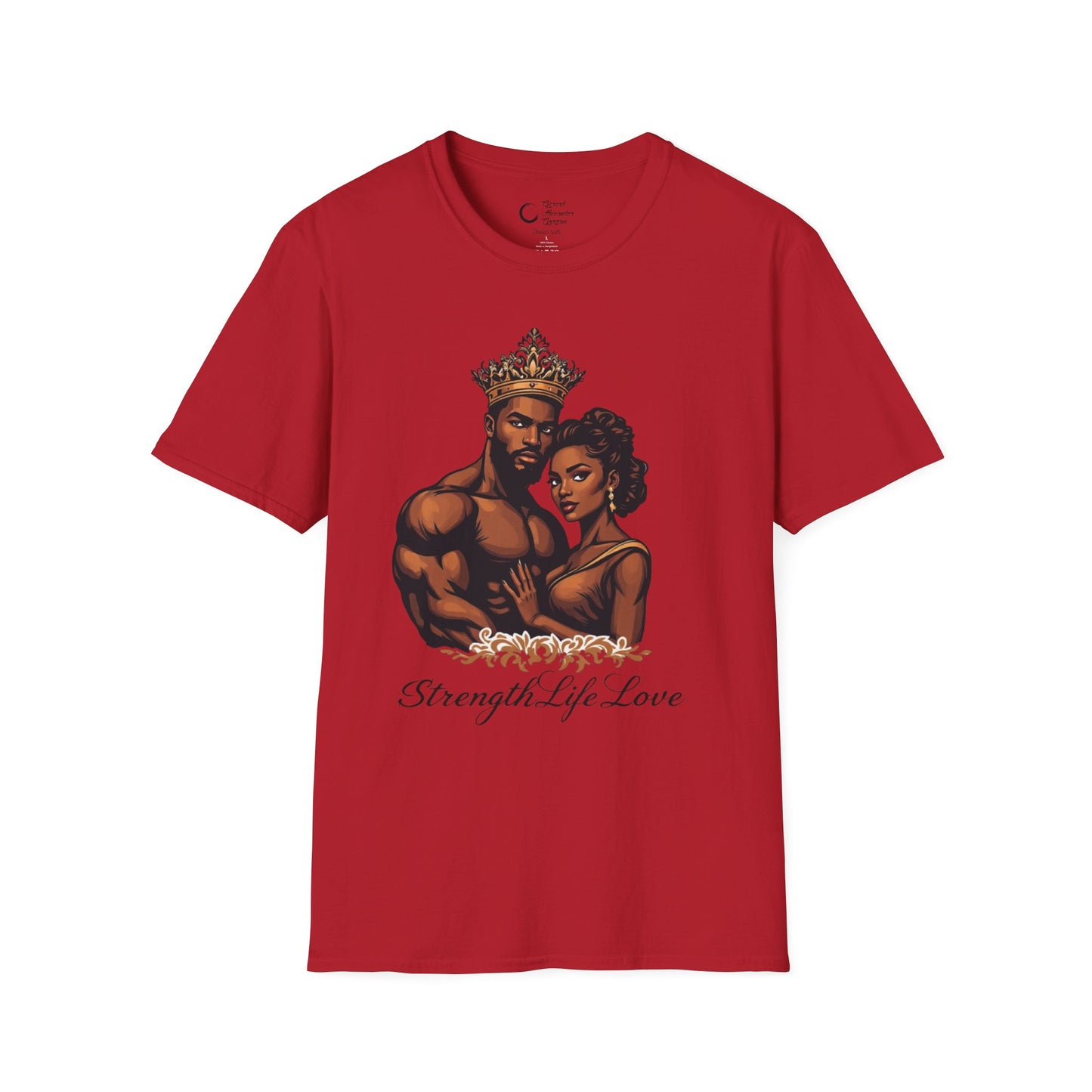 Strength Life Love by G.A.Gorgani Unisex Softstyle T-Shirt - Empowering Couple Graphic Tee