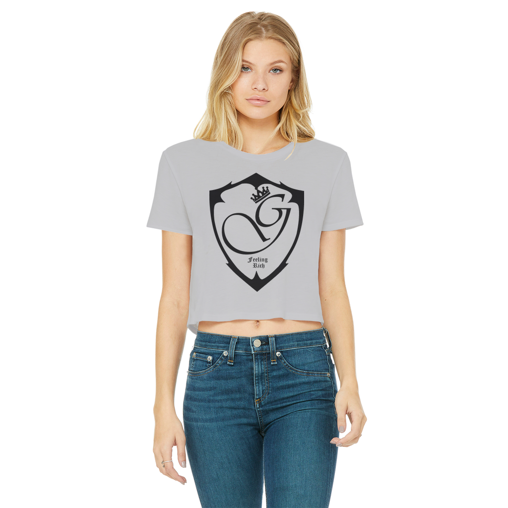 Feeling rich Classic Women's Cropped Raw Edge T-Shirt