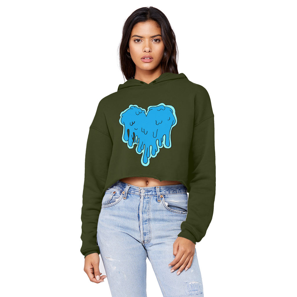benzo heart Cropped Raw Edge Boyfriend Hoodie