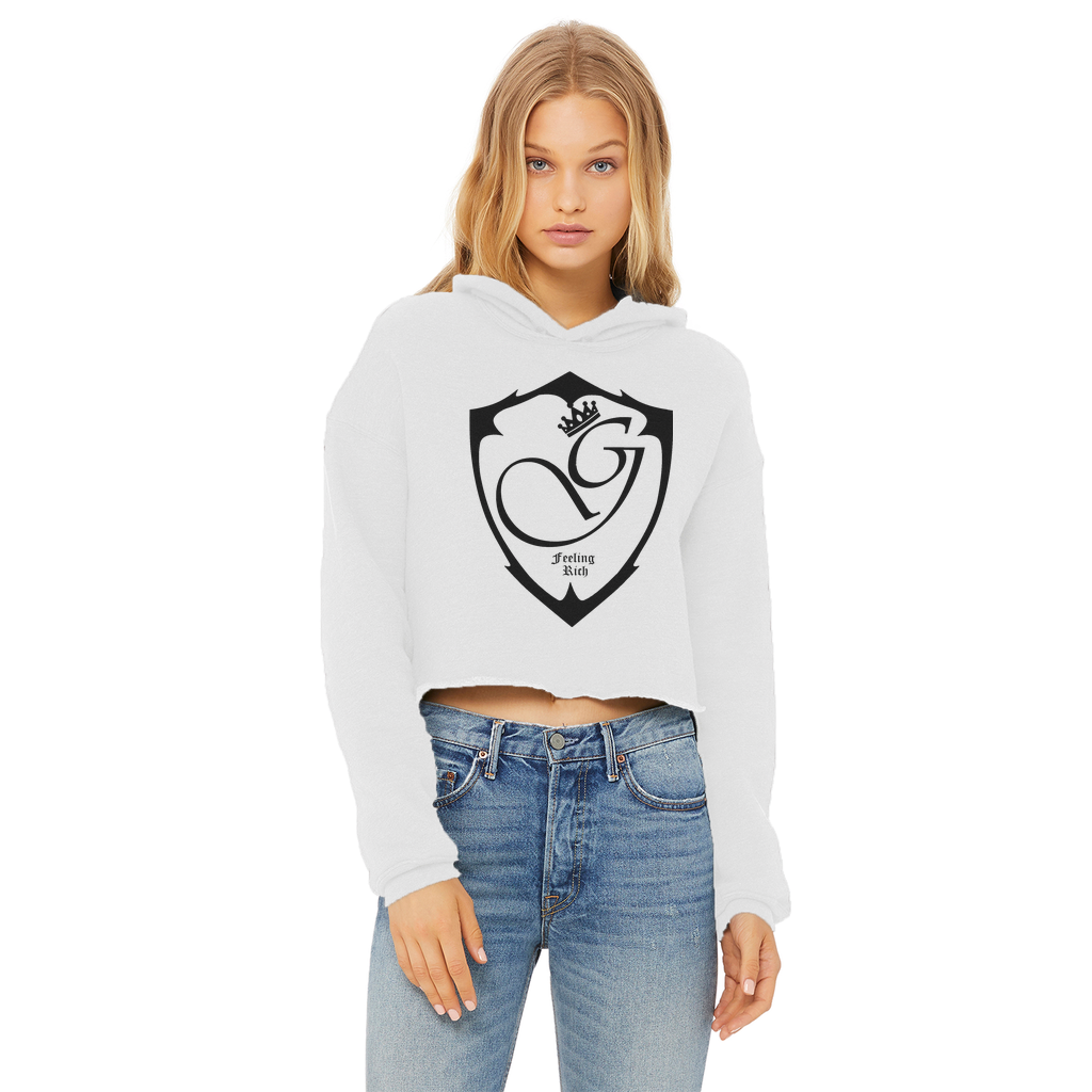 Feeling rich Ladies Cropped Raw Edge Hoodie