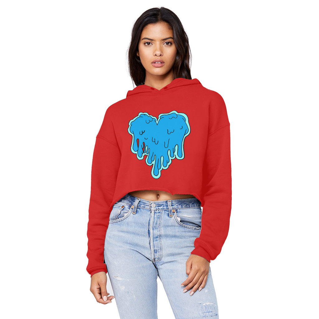 benzo heart Cropped Raw Edge Boyfriend Hoodie