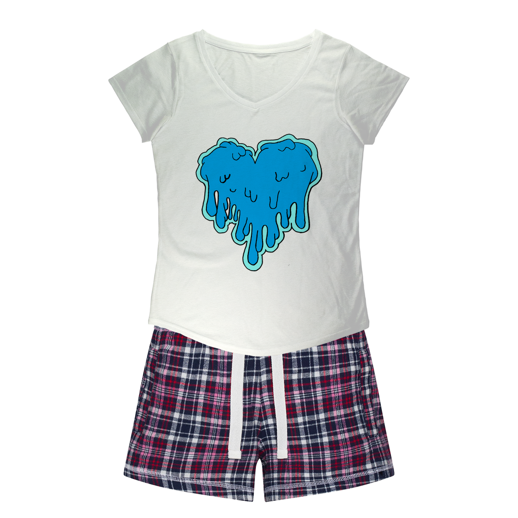 benzo heart Women's Sleepy Tee and Flannel Short