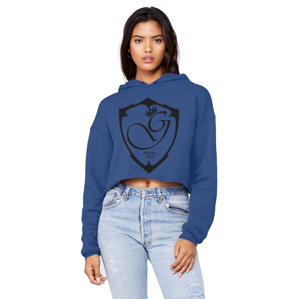 Feeling rich Cropped Raw Edge Boyfriend Hoodie