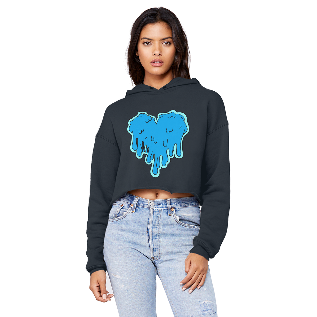benzo heart Cropped Raw Edge Boyfriend Hoodie