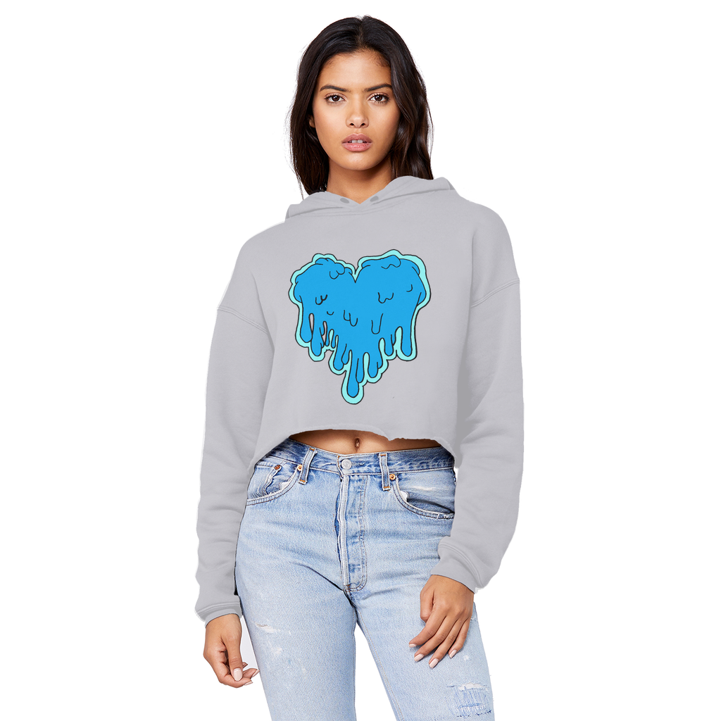 benzo heart Cropped Raw Edge Boyfriend Hoodie
