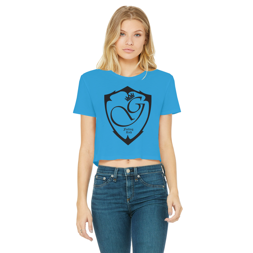 Feeling rich Classic Women's Cropped Raw Edge T-Shirt