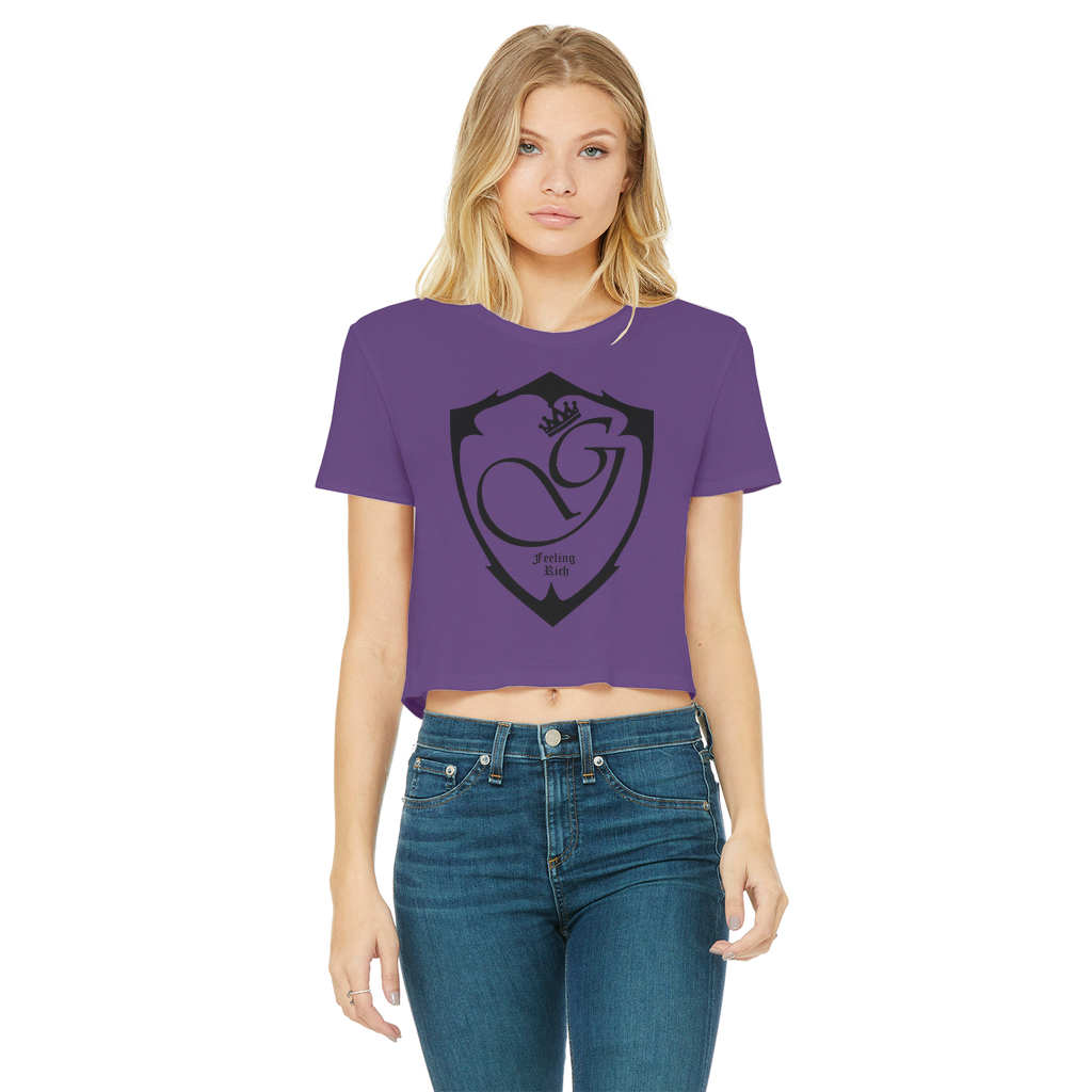 Feeling rich Classic Women's Cropped Raw Edge T-Shirt