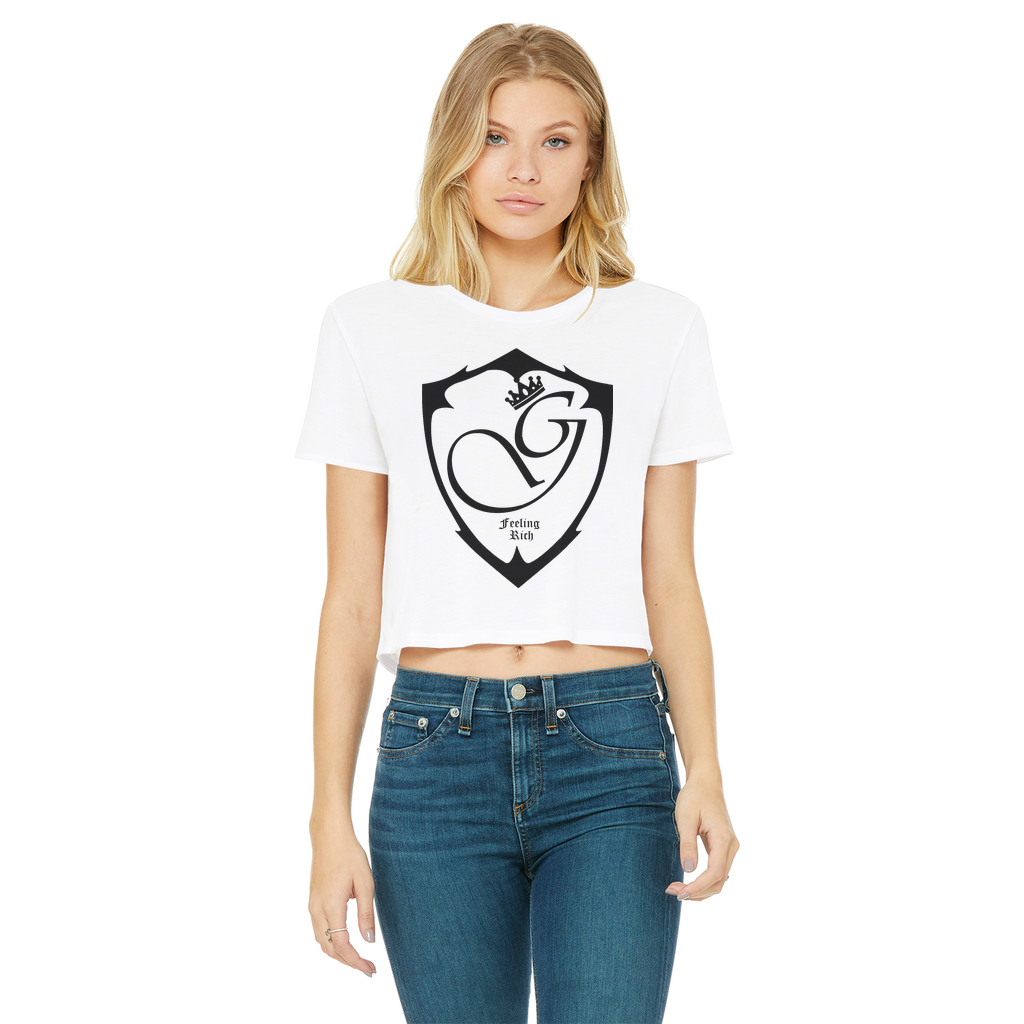 Feeling rich Classic Women's Cropped Raw Edge T-Shirt