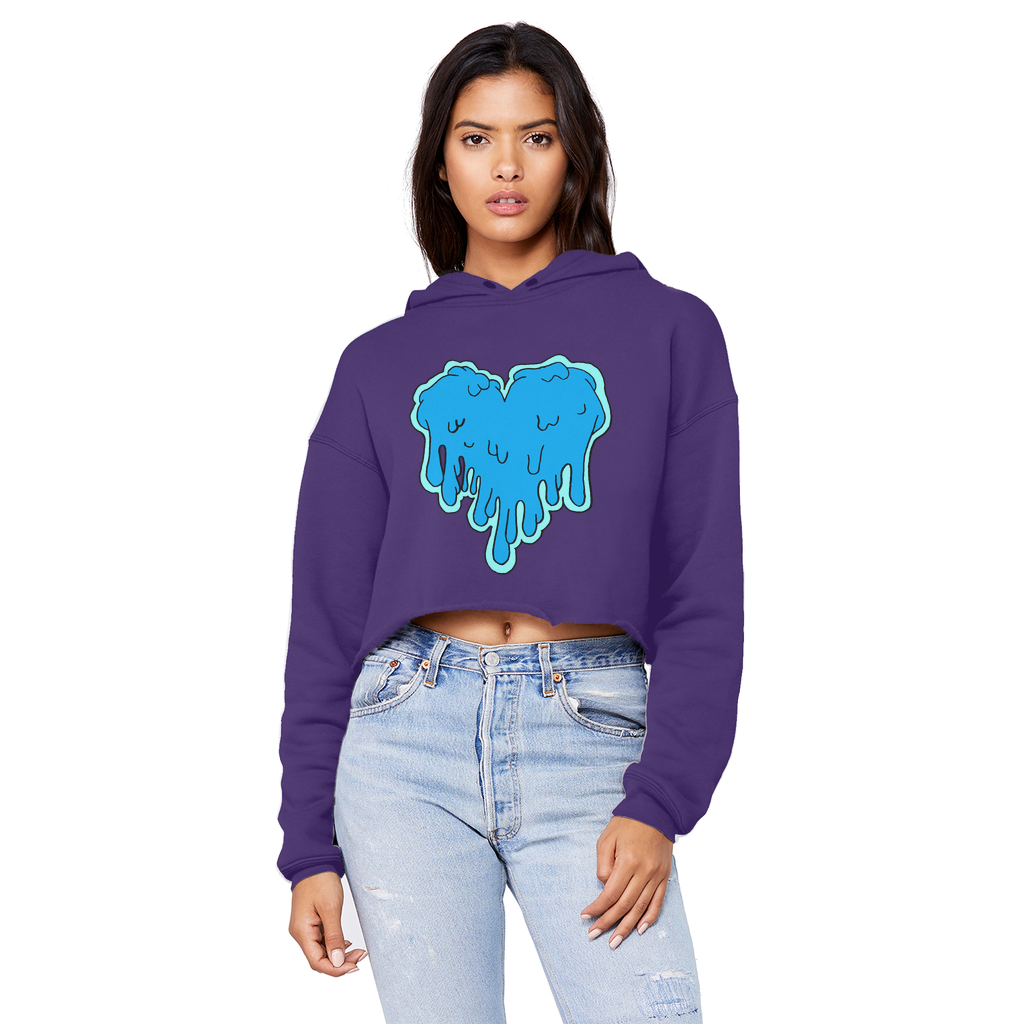 benzo heart Cropped Raw Edge Boyfriend Hoodie