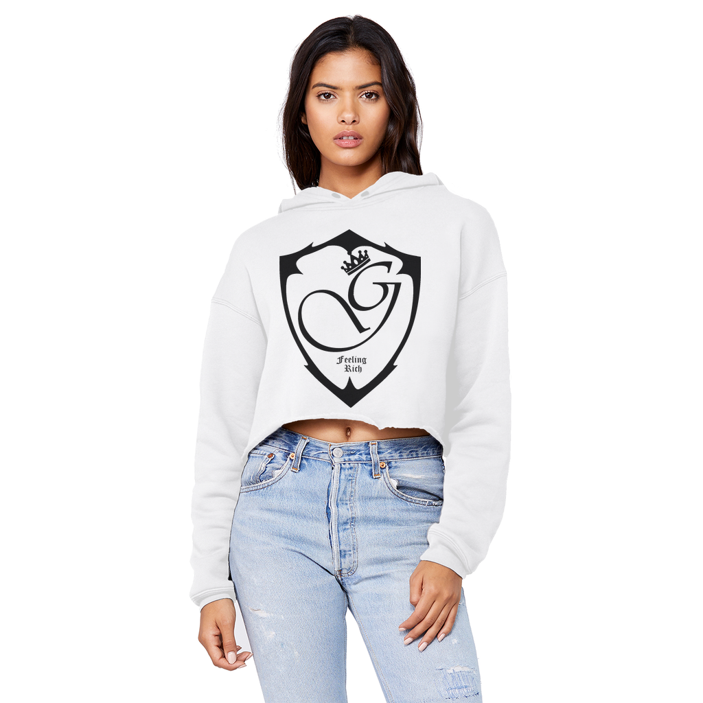 Feeling rich Cropped Raw Edge Boyfriend Hoodie
