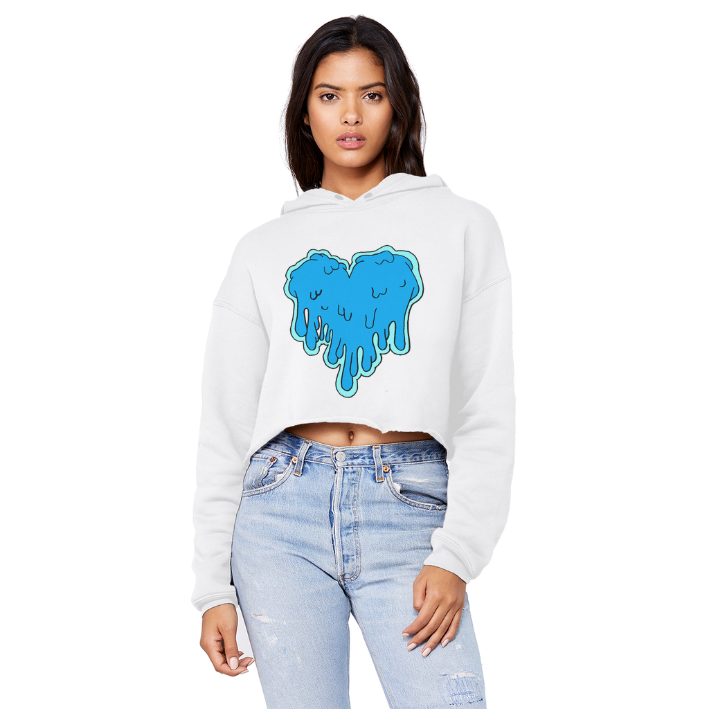 benzo heart Cropped Raw Edge Boyfriend Hoodie