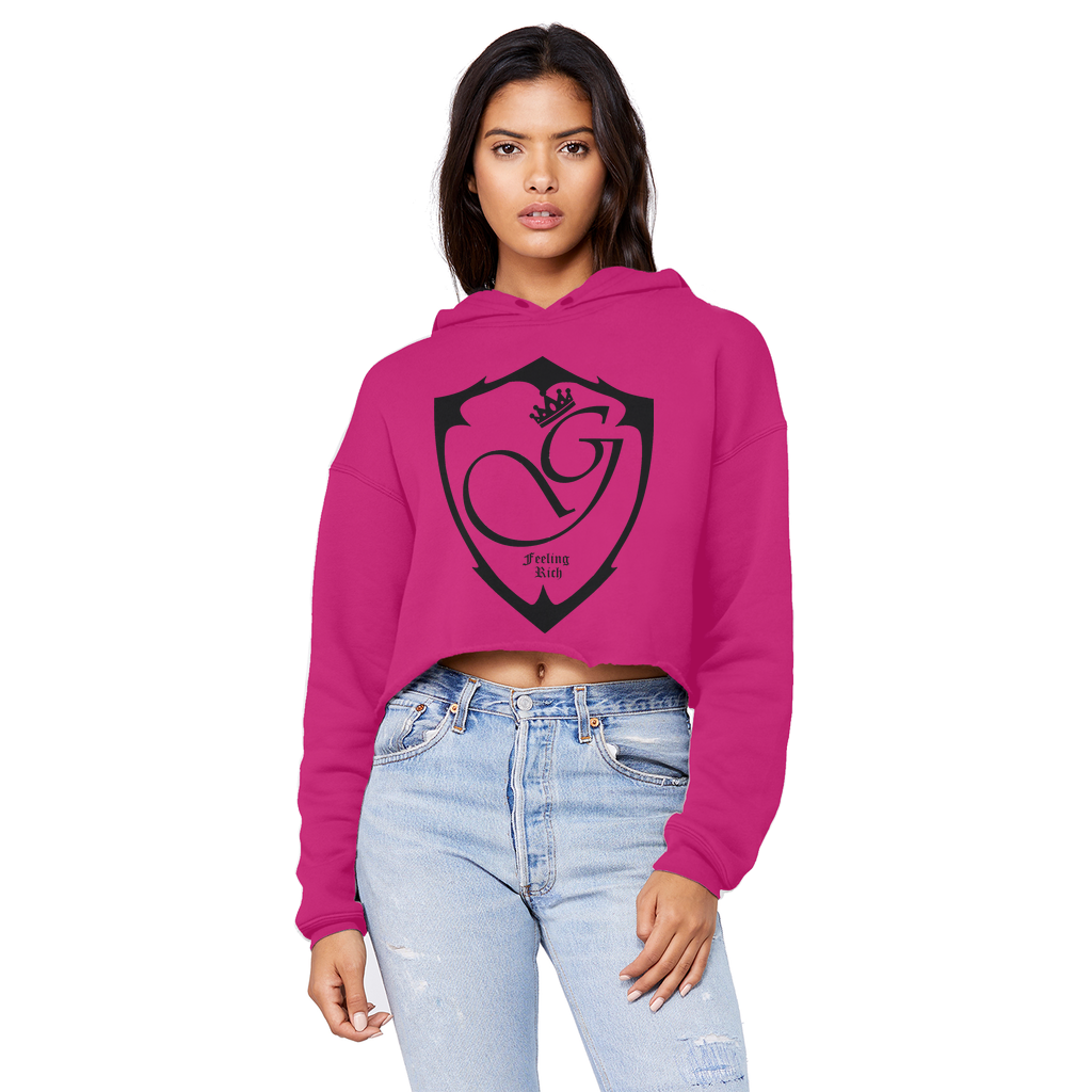 Feeling rich Cropped Raw Edge Boyfriend Hoodie