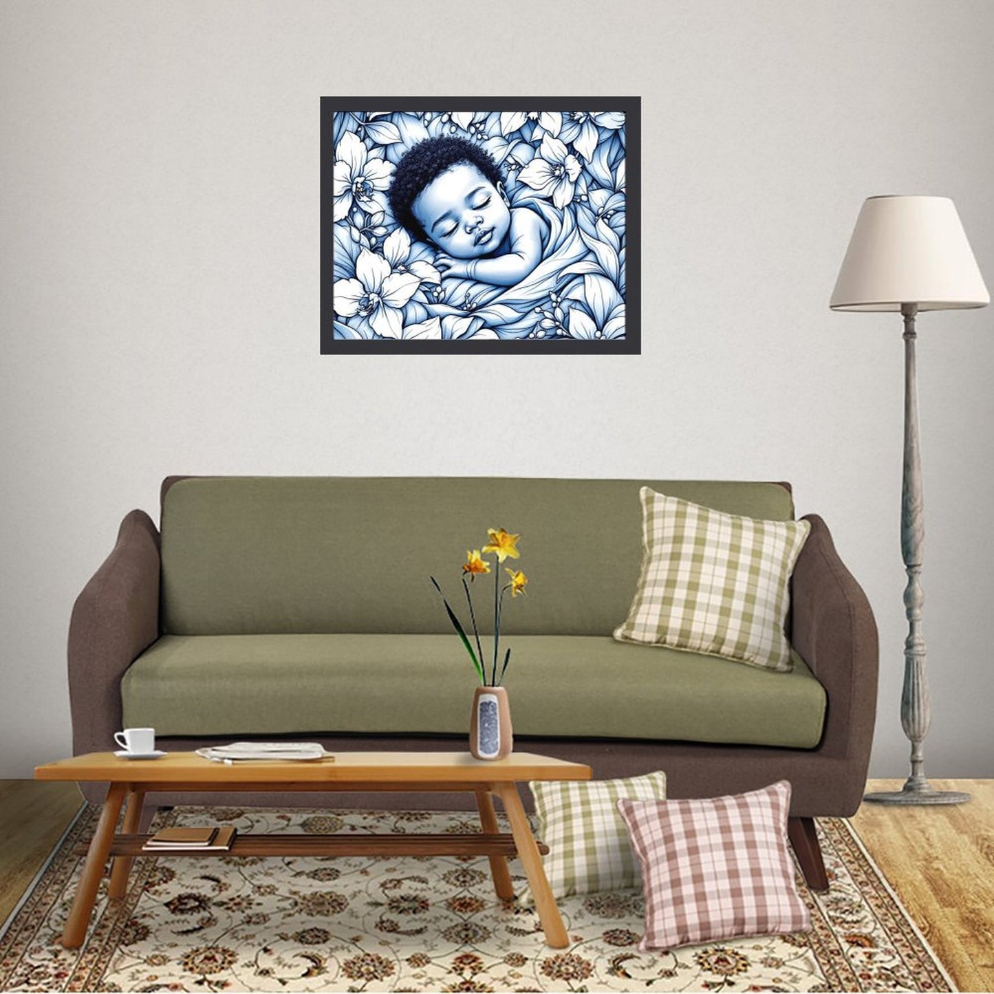 Gorgani blue orchid Wood Framework(40*30)