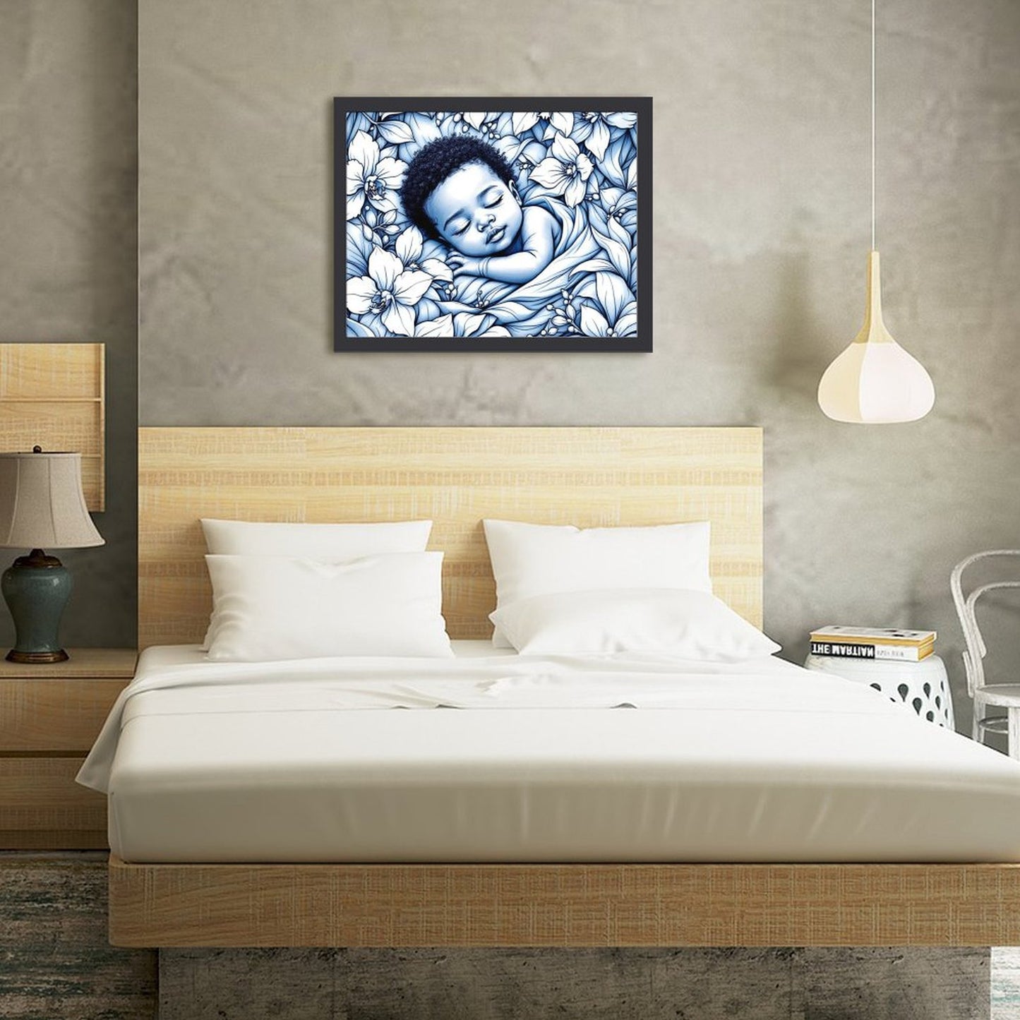 Gorgani blue orchid Wood Framework(40*30)