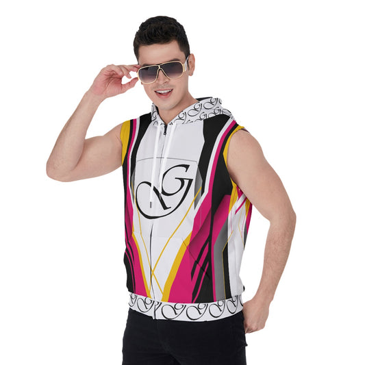 All-Over Print Men's Zipper-Up Sleeveless Hoodie