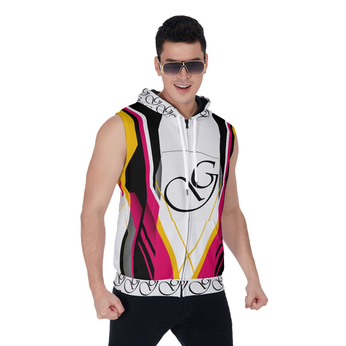 All-Over Print Men's Zipper-Up Sleeveless Hoodie