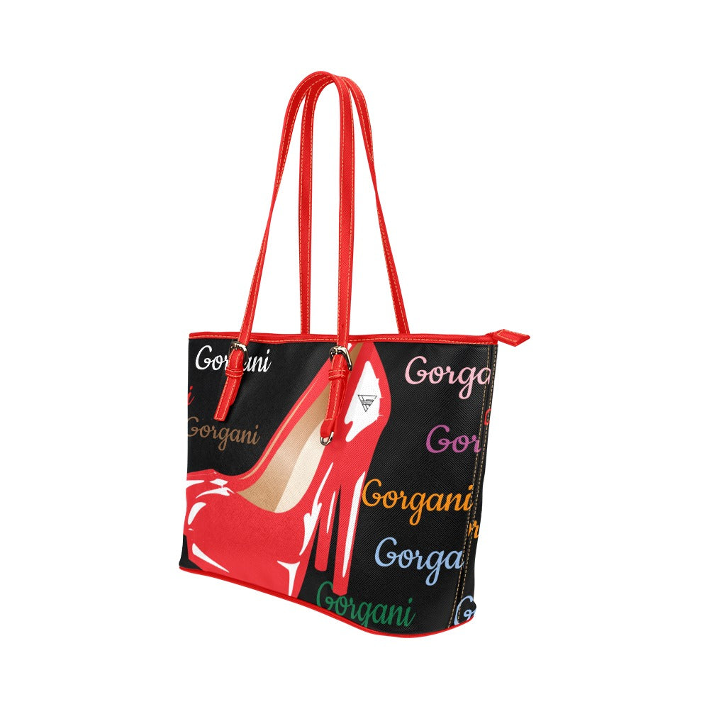Gorgan heel red 2 Leather Tote Bag/Large (Model 1651)