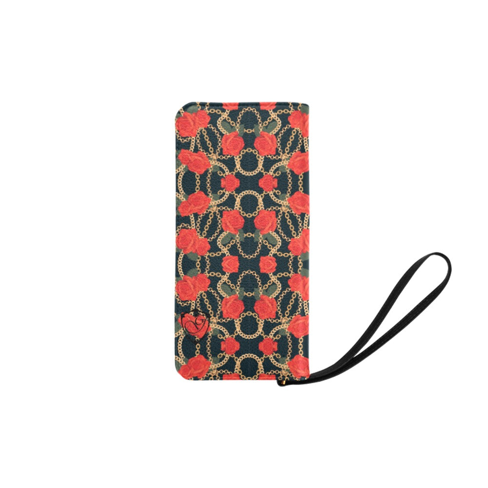 Rose n chain gorgani Women's Clutch Purse (Model 1637) (Black)