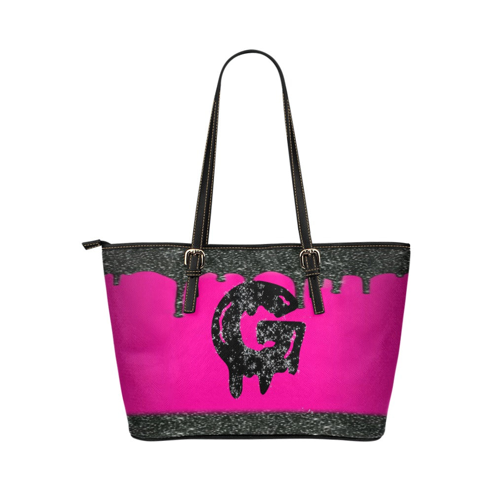gorgani drip logo Leather Tote Bag (Model 1651) (Big)