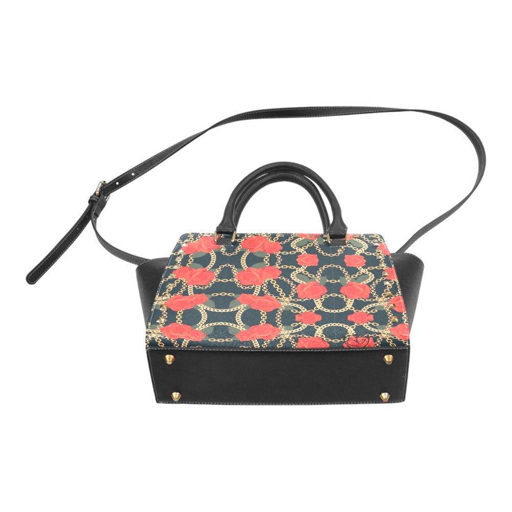 Rose n chain gorgani Rivet Shoulder Handbag (Model 1645)