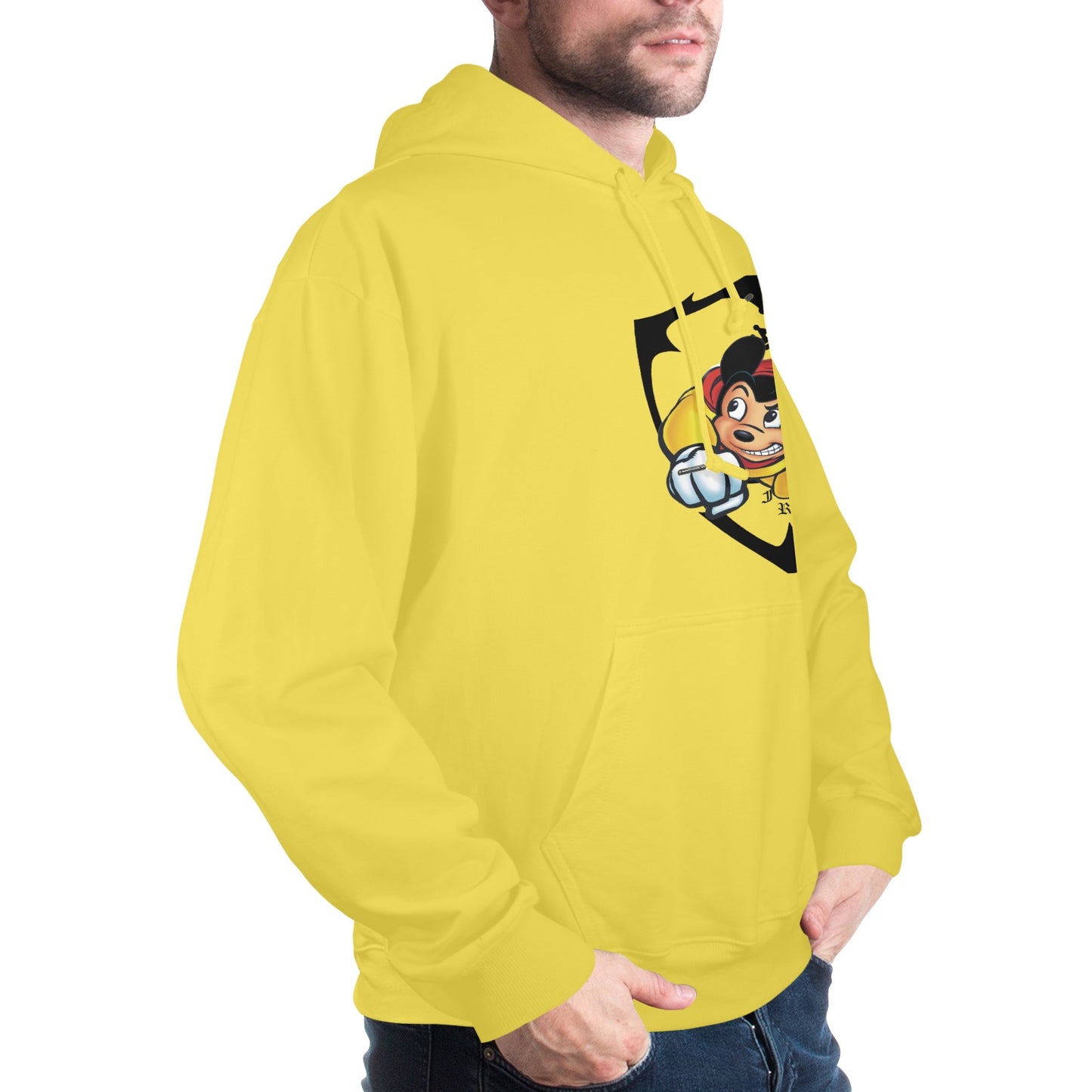 sheild logo feeling rich mouse Men's Glow in the Dark Hoodie (Front Printing)