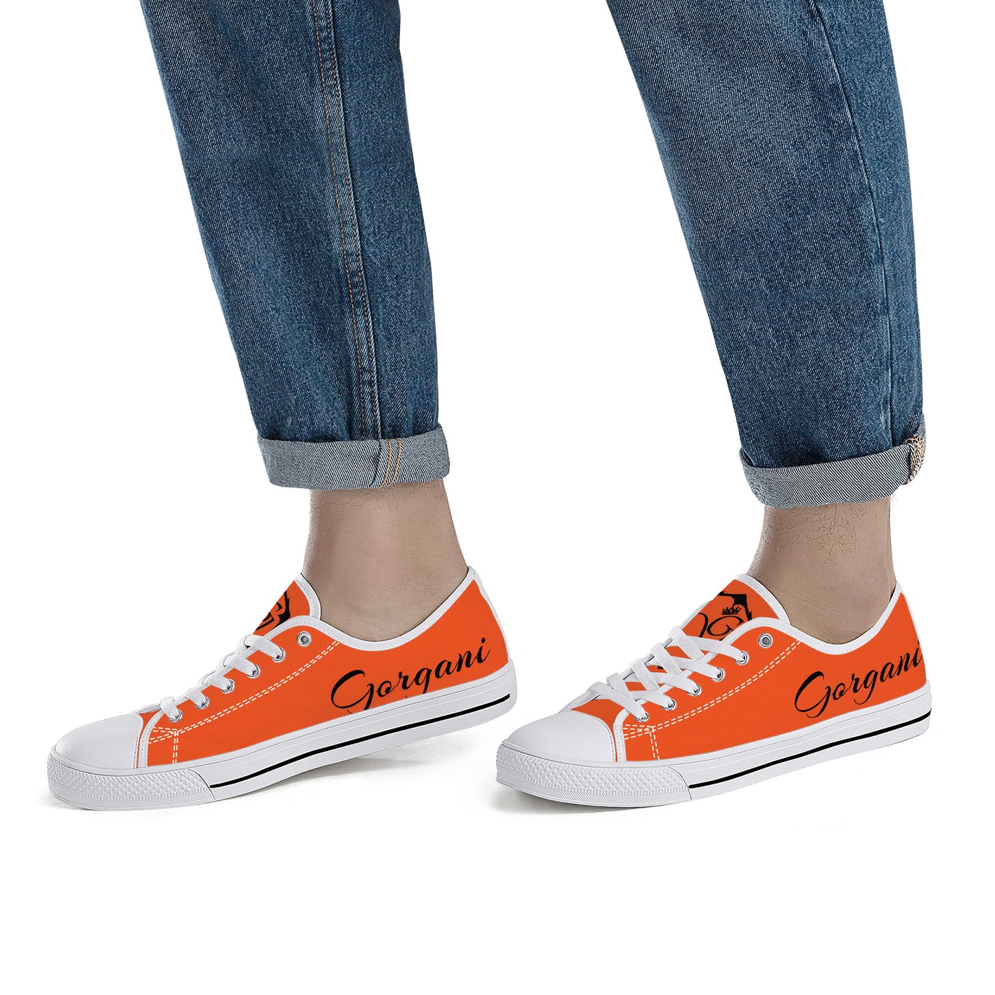 Low-Top Canvas Shoes White n orange