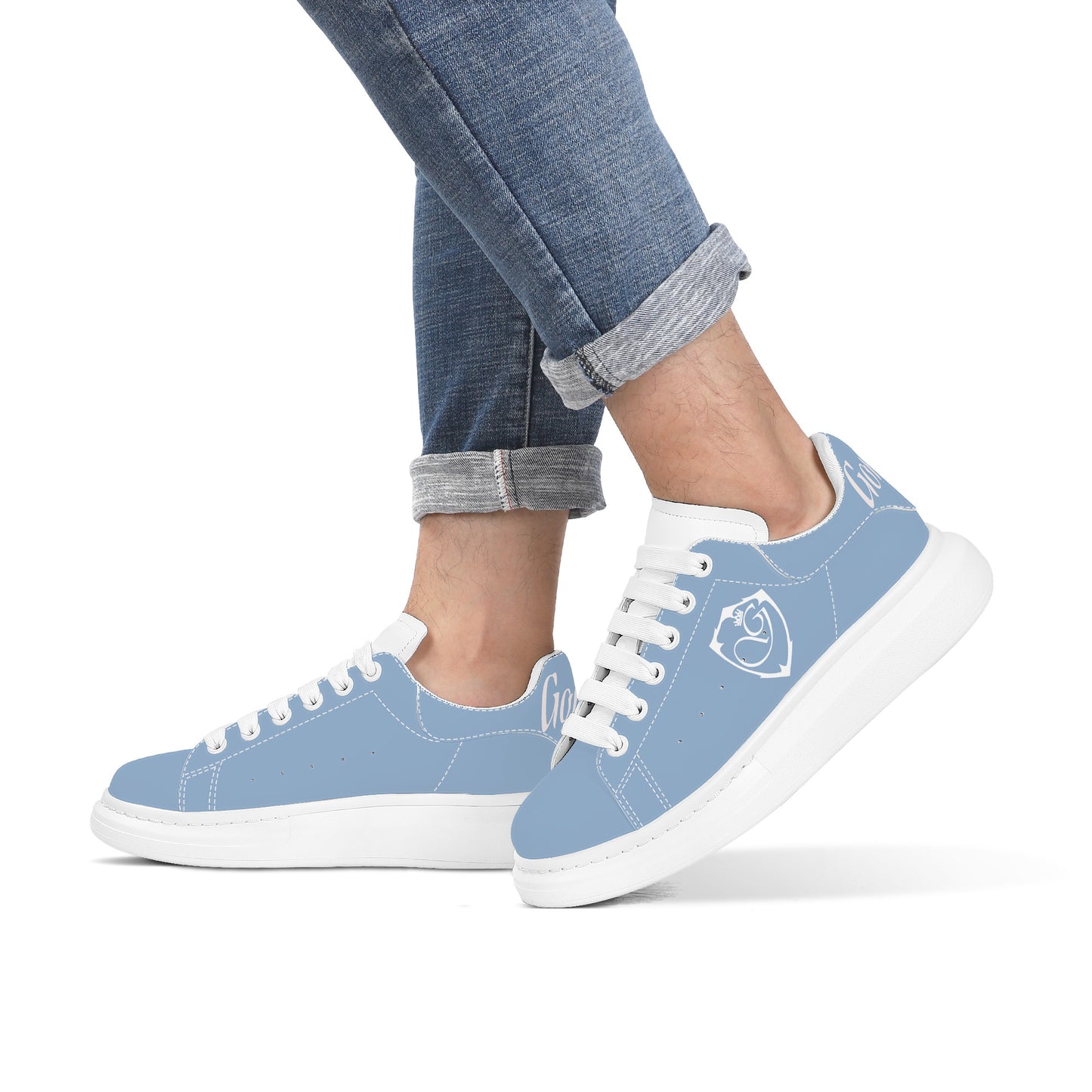 Gorgani D69 Heighten Low Top Shoes - White and powder blue