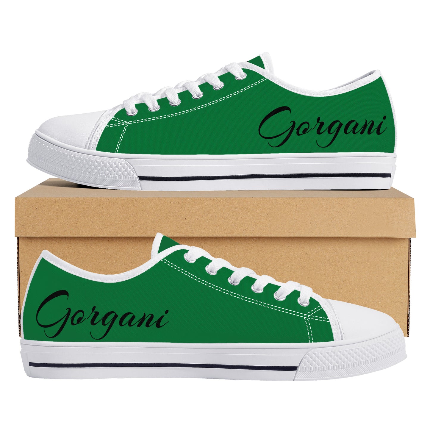 Low-Top Canvas Shoes White and green