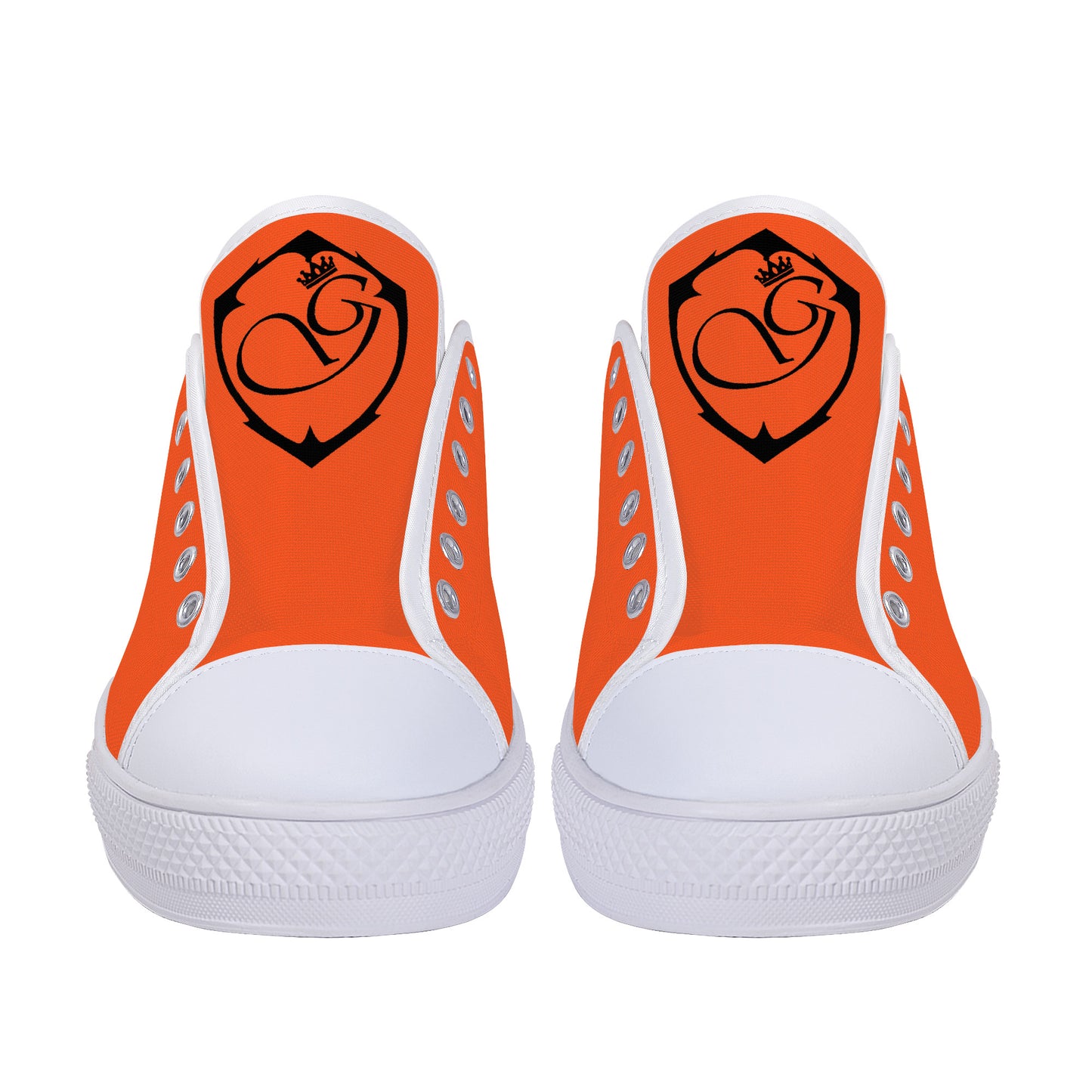 Low-Top Canvas Shoes White n orange