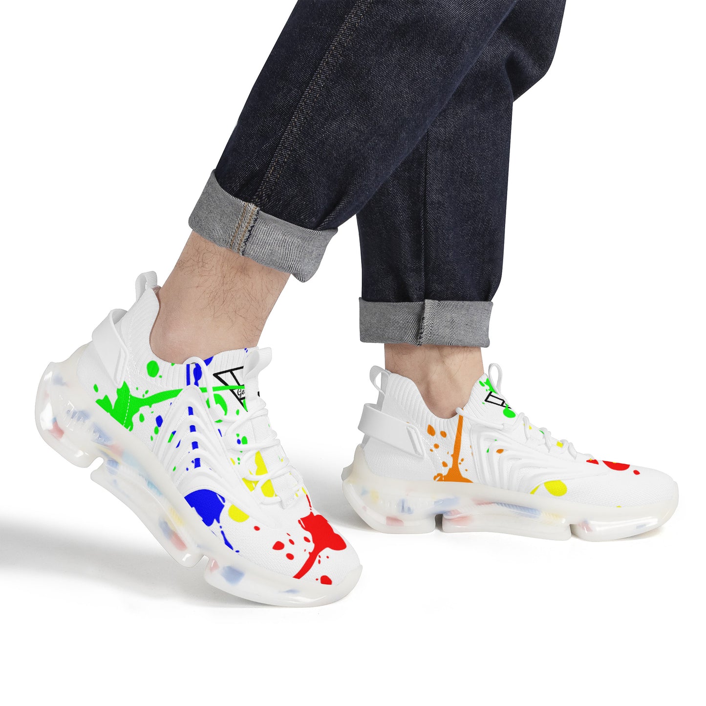 Gorgani SF_S35 Air Max React Sneakers - White an paint splash