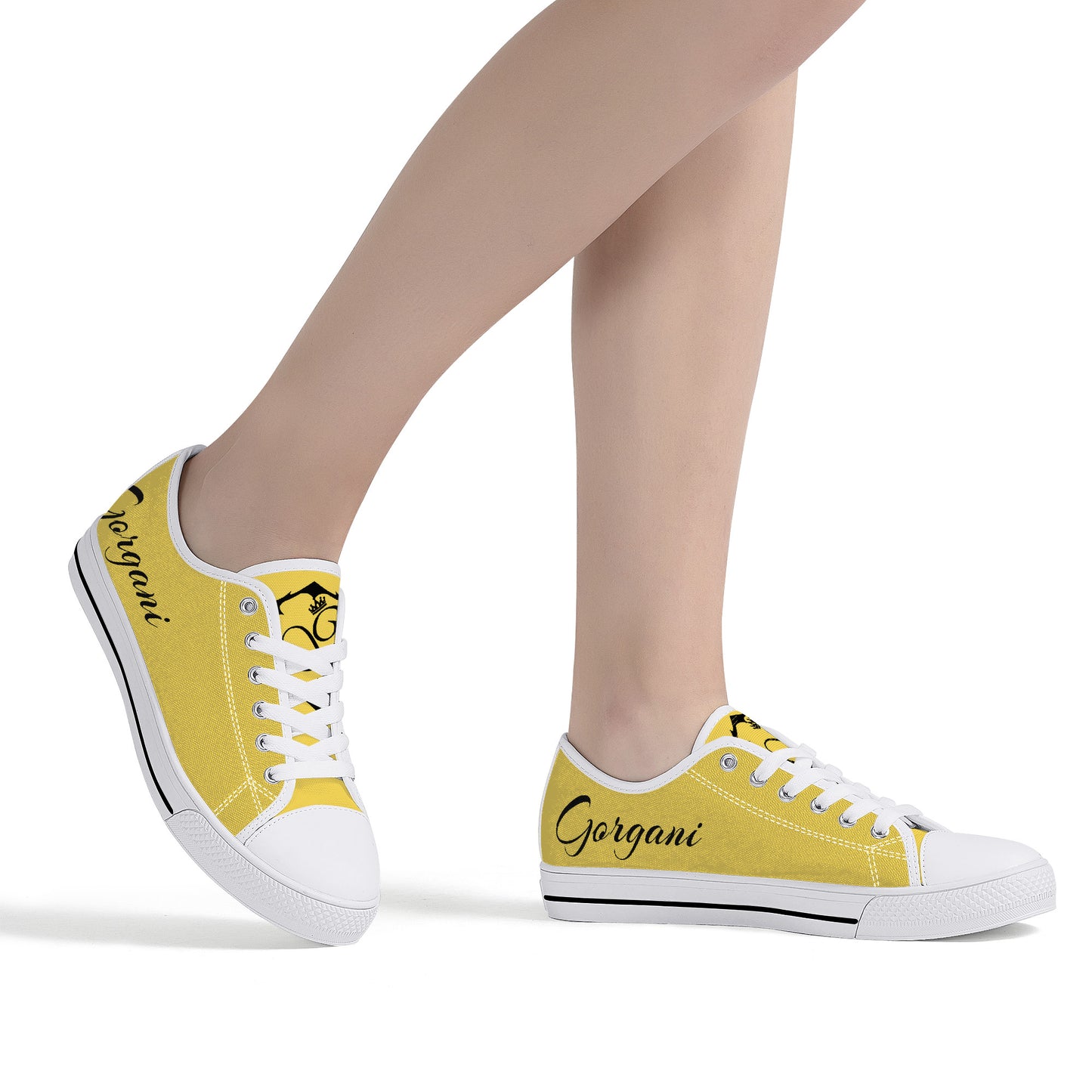 Low-Top Canvas Shoes White and yellow
