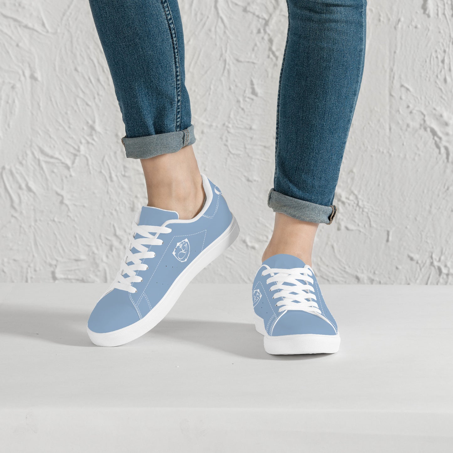 gorgani classic Low-Top Leather Sneakers - White and powder