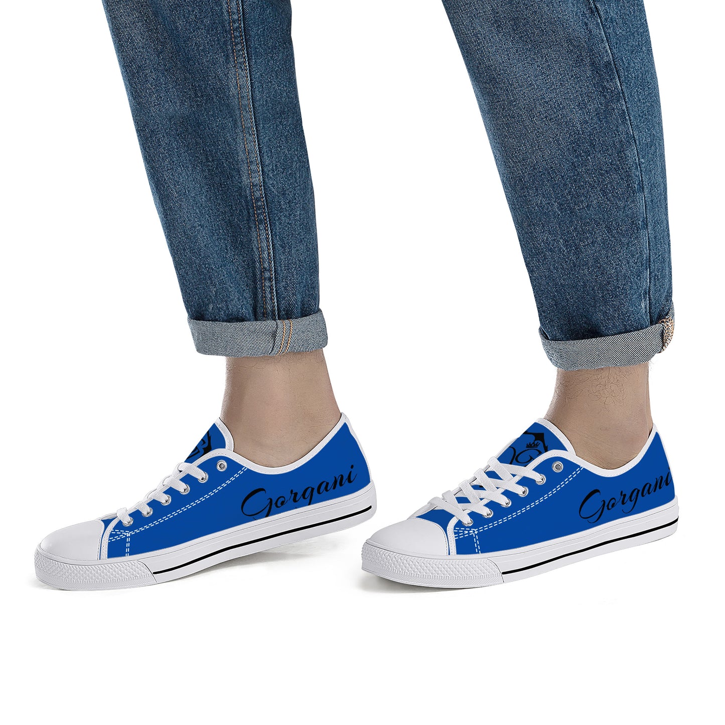 Gorgani Low-Top Canvas Shoes - White n blue