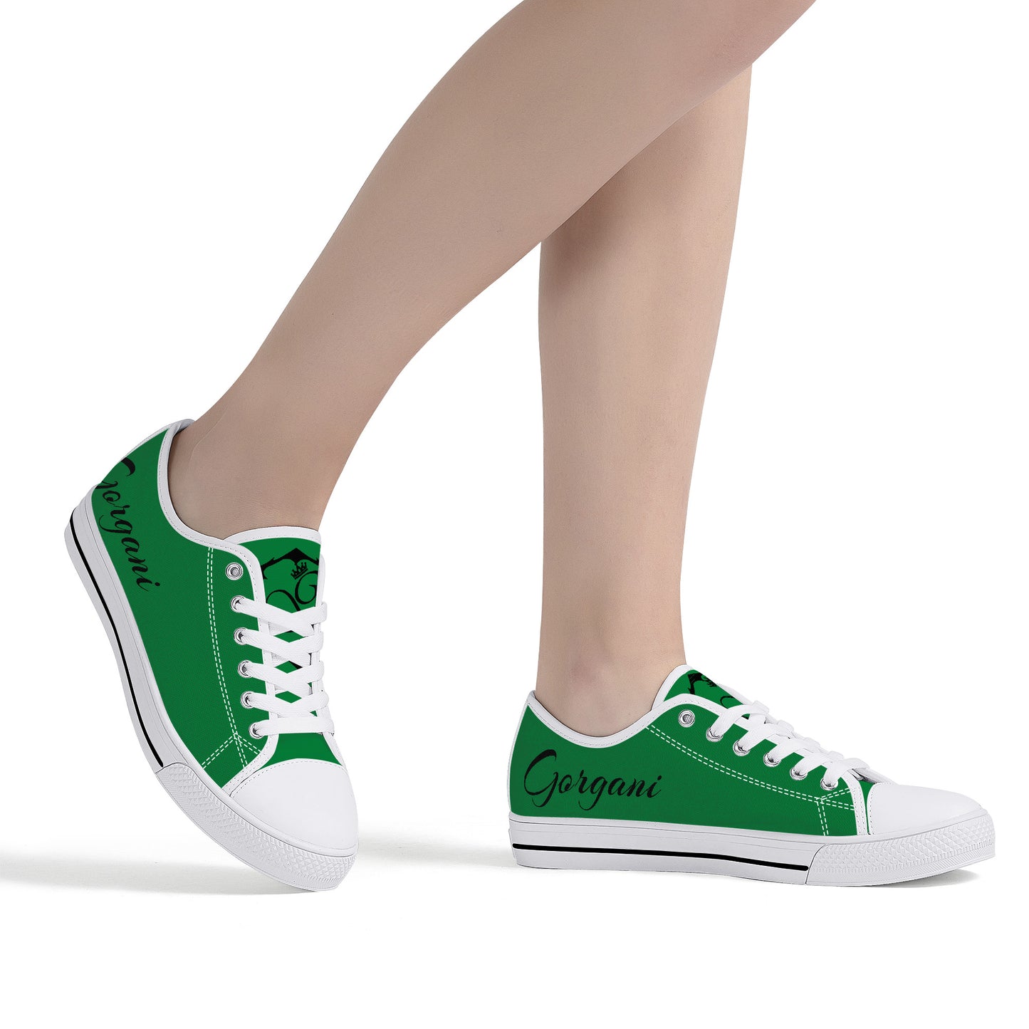 Low-Top Canvas Shoes White and green
