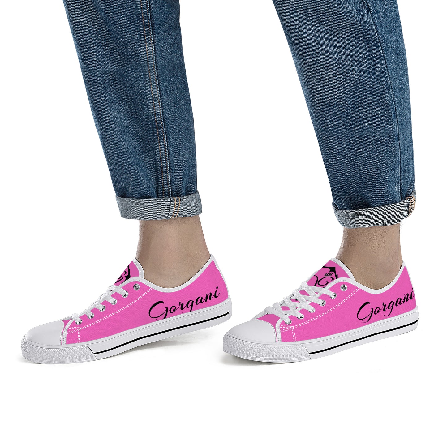 Low-Top Canvas Shoes White pink