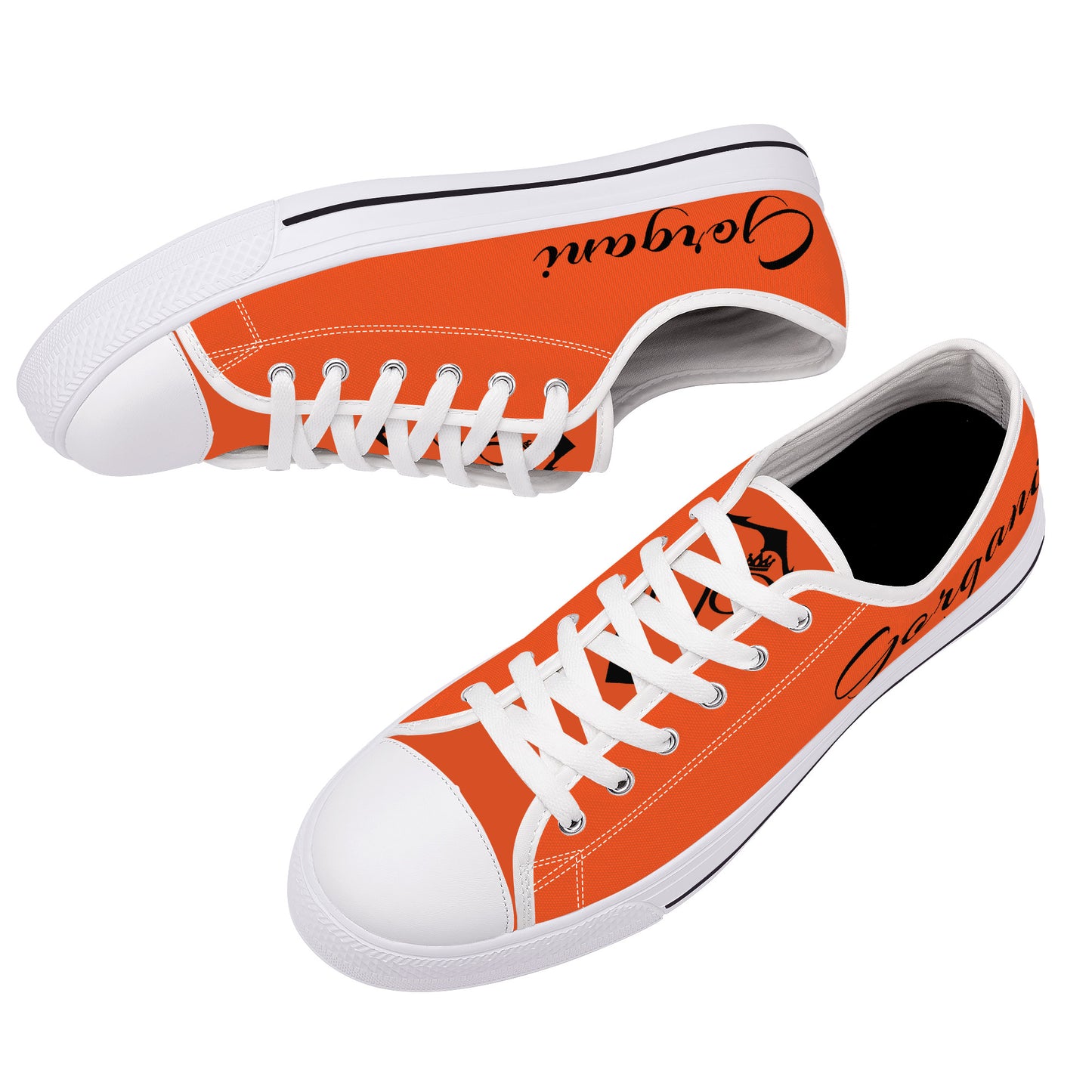 Low-Top Canvas Shoes White n orange